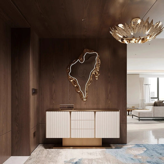 Brass Art Mirror LED Light Surrounding Home Decor