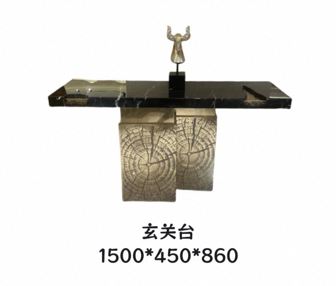 Luxurious Boca Do Lobo Brass Table Natural Marble Side Table Console