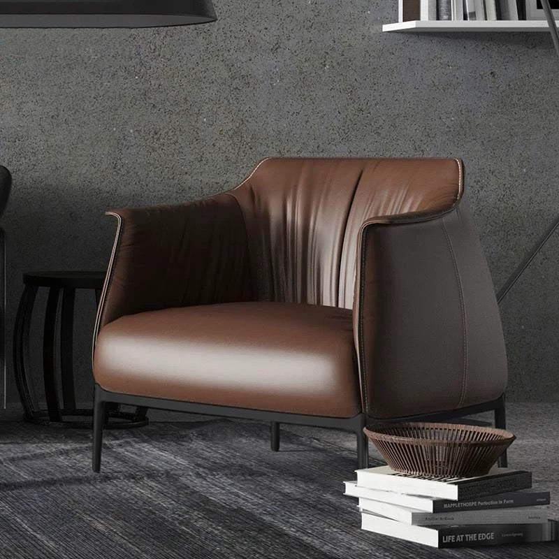 Genuine Leather Armchair Leisure Chair Stool ARCHIBALD