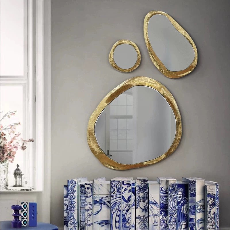 Irregular Luxurious Decorative Mirror Brass Artwork Creative Wall Decoration