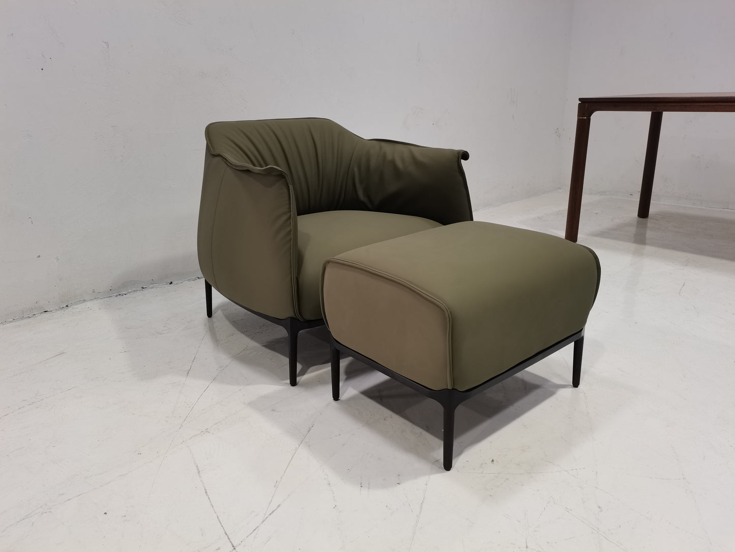 Genuine Leather Armchair Leisure Chair Stool ARCHIBALD