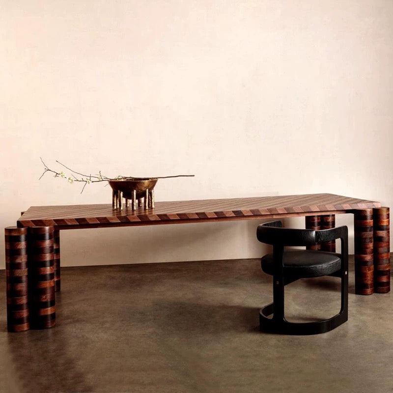 2025 New Designs Stripped Solid Wood Dining Table Office Table Meeting Table