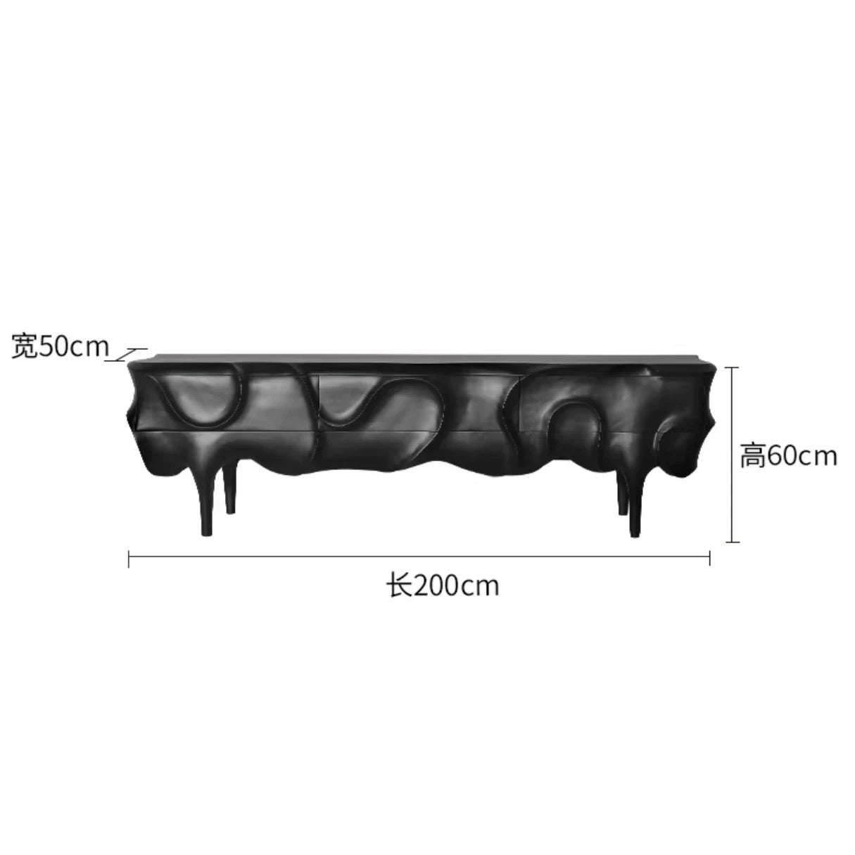Retro Style Side Cabinet TV Stand Black Artistic Cabinet Unique Home