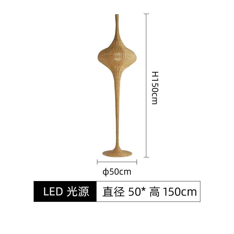 Japanese-style Floor Lamp Natural Rattan Craftsmanship Artistic Lighting Home Decor