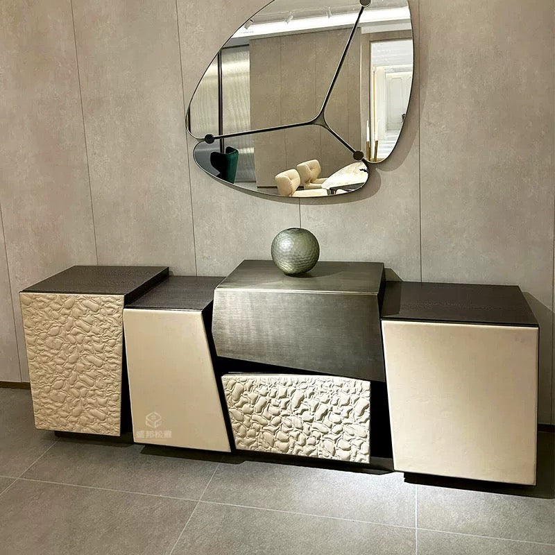 Luxurious Sideboard Mixed Wood and Metal Modern Furniture Stylish Cabinet