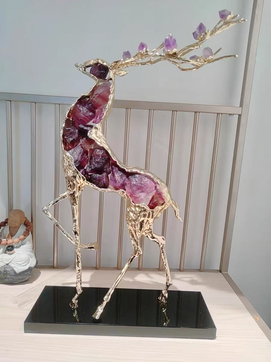 Elegant Decor Crystal Fortune Deer Decorations Luxurious Furnishings