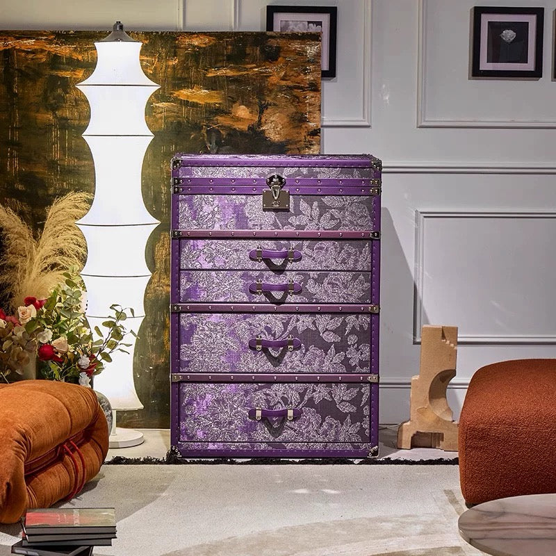 New Arrivals Luxurious Nightstand Bedroom Furniture Purple Cabinet