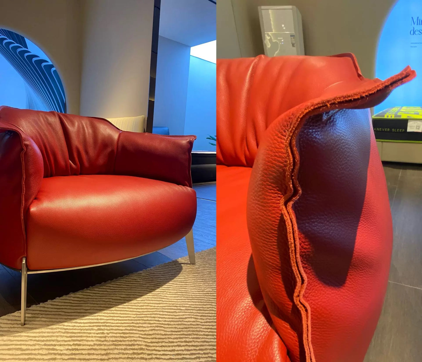 Genuine Leather Armchair Leisure Chair Stool ARCHIBALD