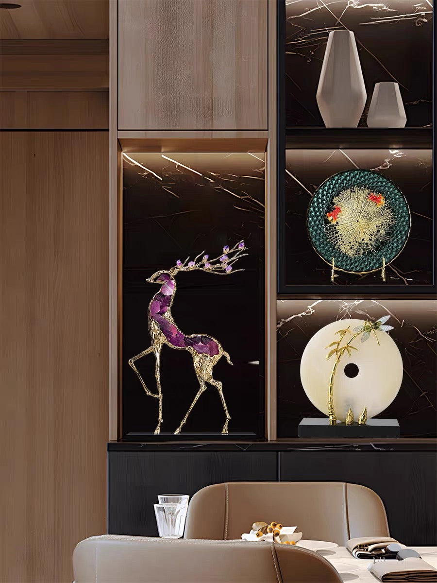 Elegant Decor Crystal Fortune Deer Decorations Luxurious Furnishings