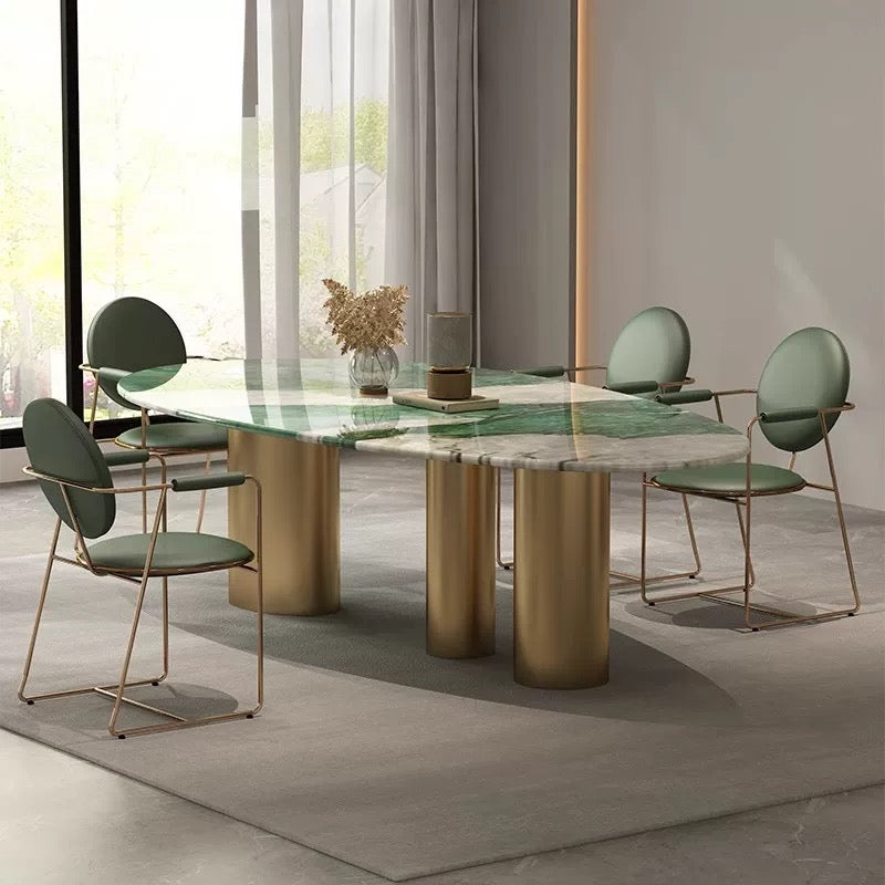 Luxurious Natural Marble Tiffany Green Stone Dining Table