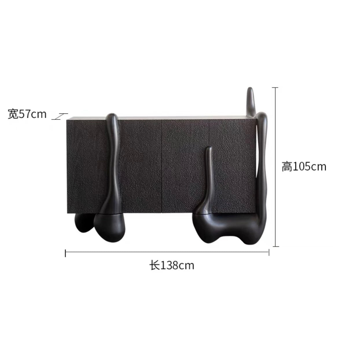 Retro Style Side Cabinet TV Stand Black Artistic Cabinet Unique Home