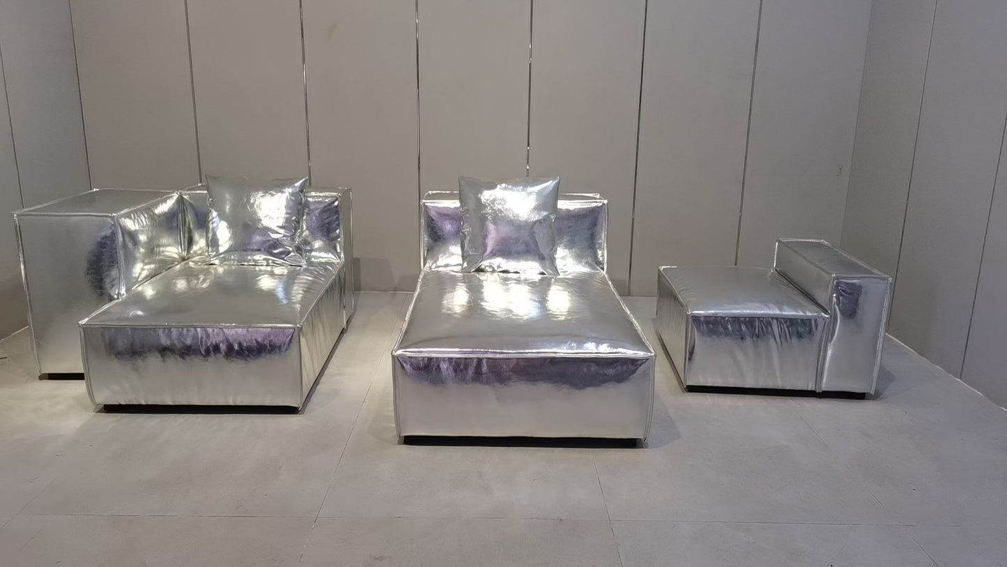 Exclusive Cassina Maralunga Sofa Customized Silver Leather Luxurious Furniture