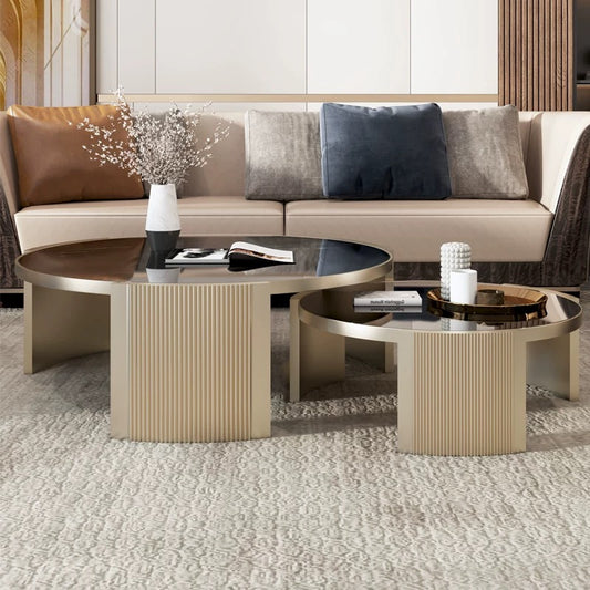 Luxurious Marble Coffee Table Stainless Steel Table Tempered Glass Table