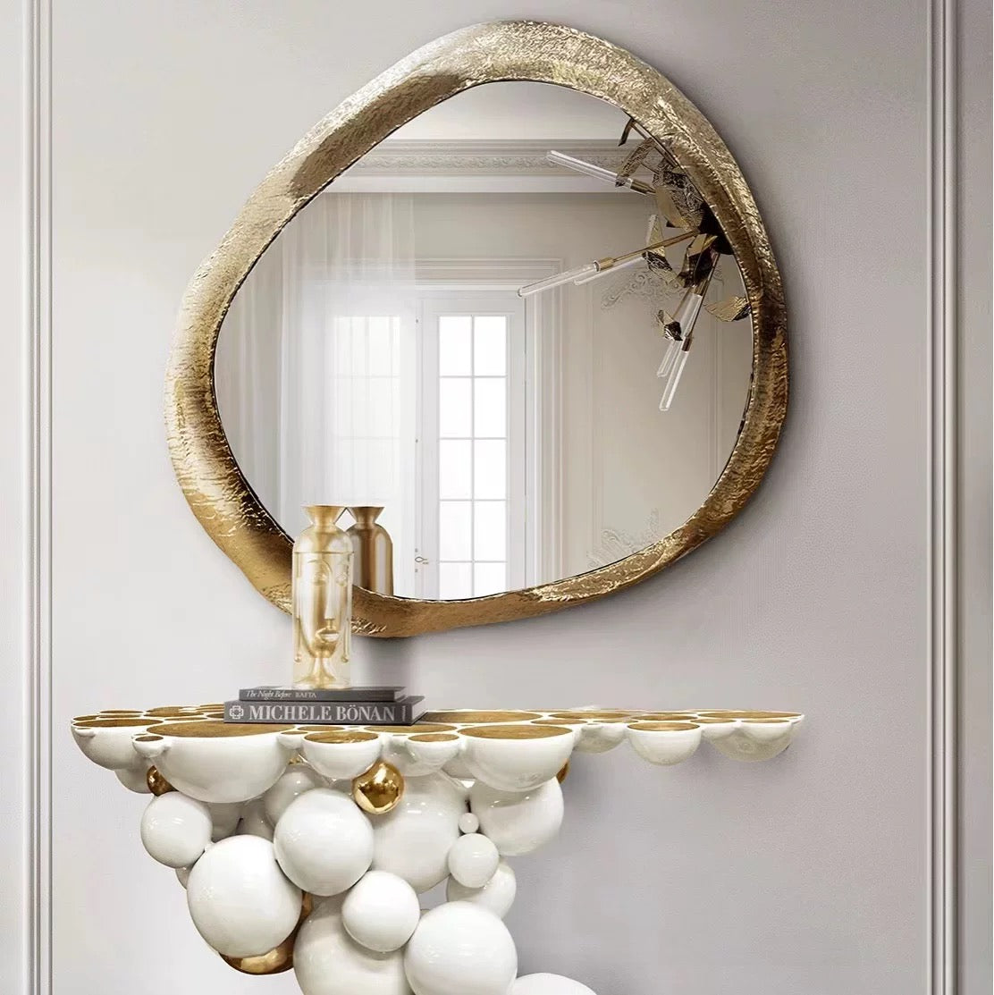 Irregular Luxurious Decorative Mirror Brass Artwork Creative Wall Decoration