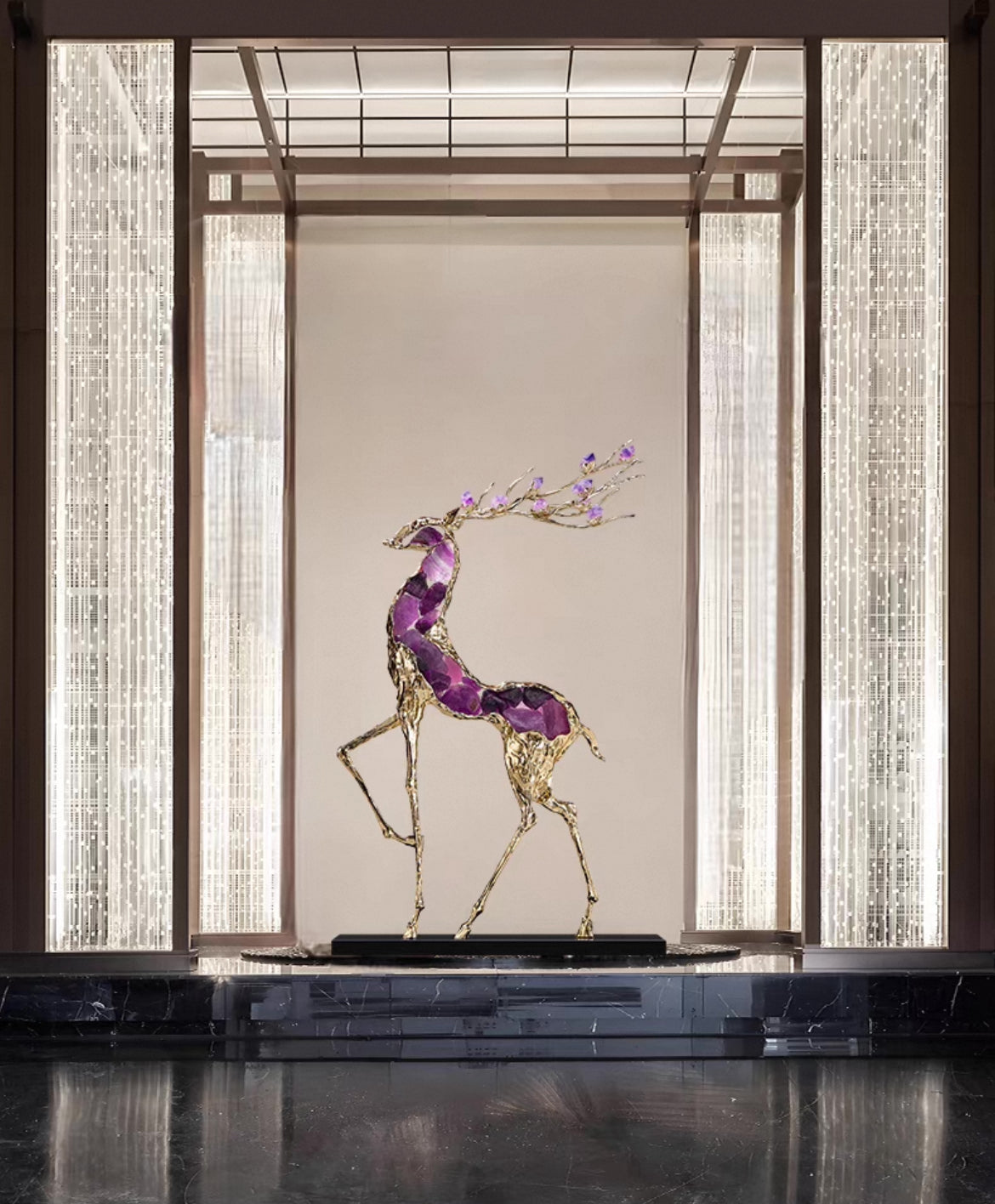 Elegant Decor Crystal Fortune Deer Decorations Luxurious Furnishings