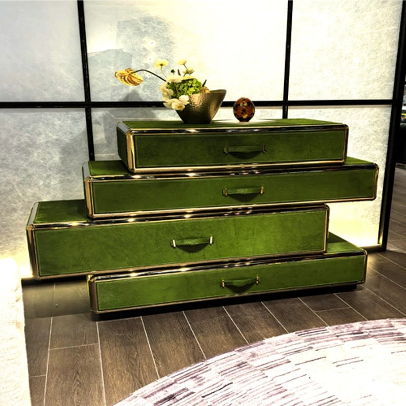2025 New Arrivals Luxurious Side Cabinet Genuine Leather Furniture Home Decor
