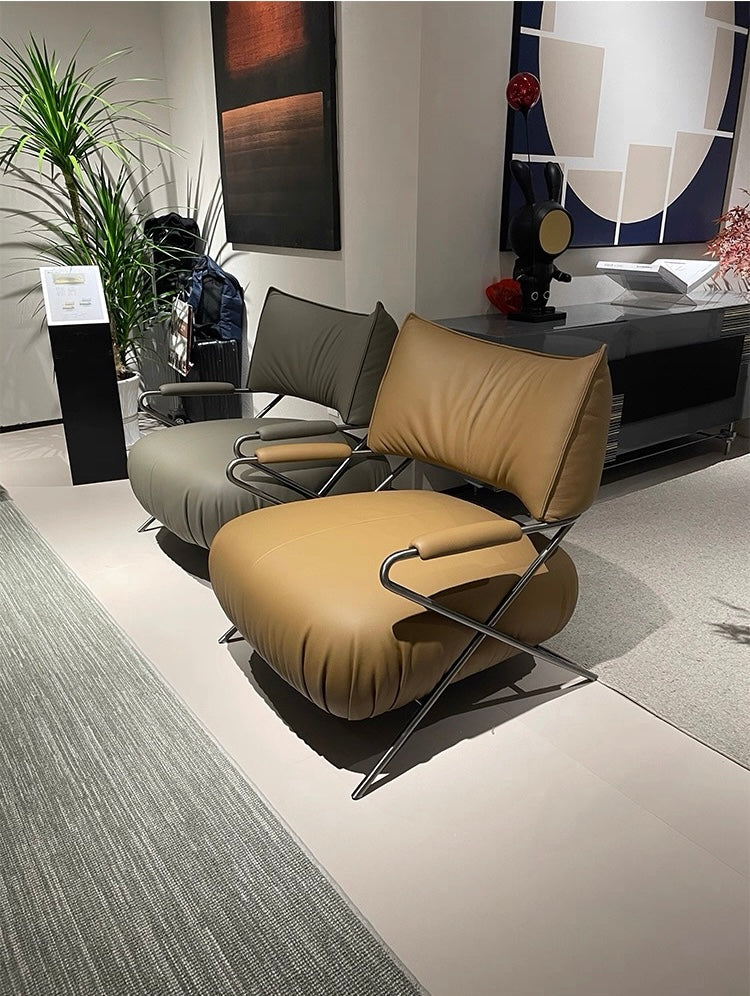 Genuine Leather Chair Leisure Chair Single Sofa Chair Armchair