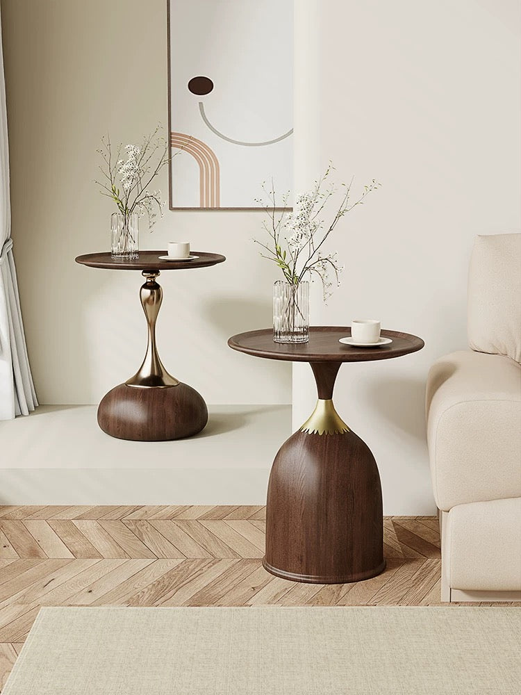 Italian Minimalist Walnut Side Table Elegant Nightstand Modern Home