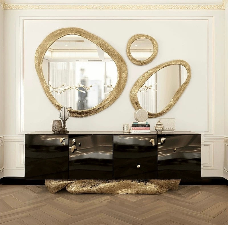 Irregular Luxurious Decorative Mirror Brass Artwork Creative Wall Decoration