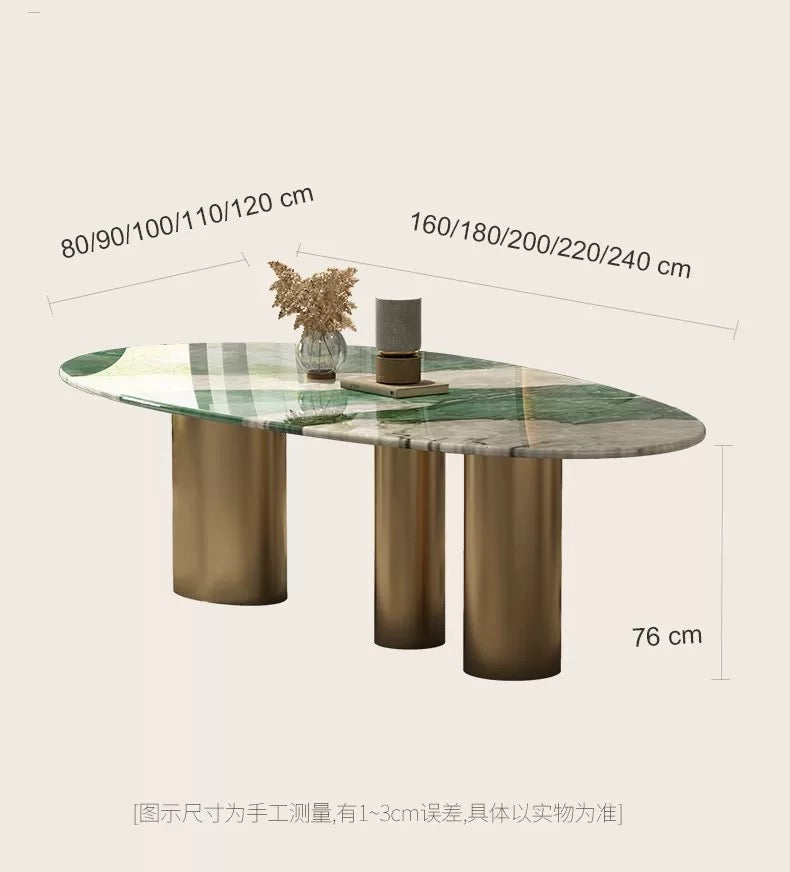 Luxurious Natural Marble Tiffany Green Stone Dining Table