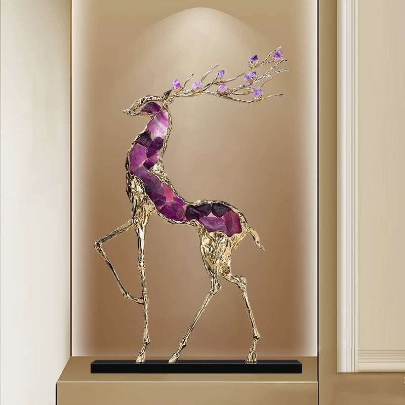 Elegant Decor Crystal Fortune Deer Decorations Luxurious Furnishings