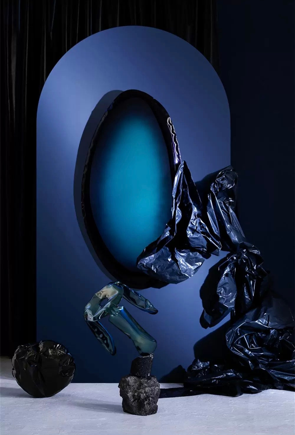 Water Drop Art Stainless Steel Wall Decoration Cobble-shaped Mirror