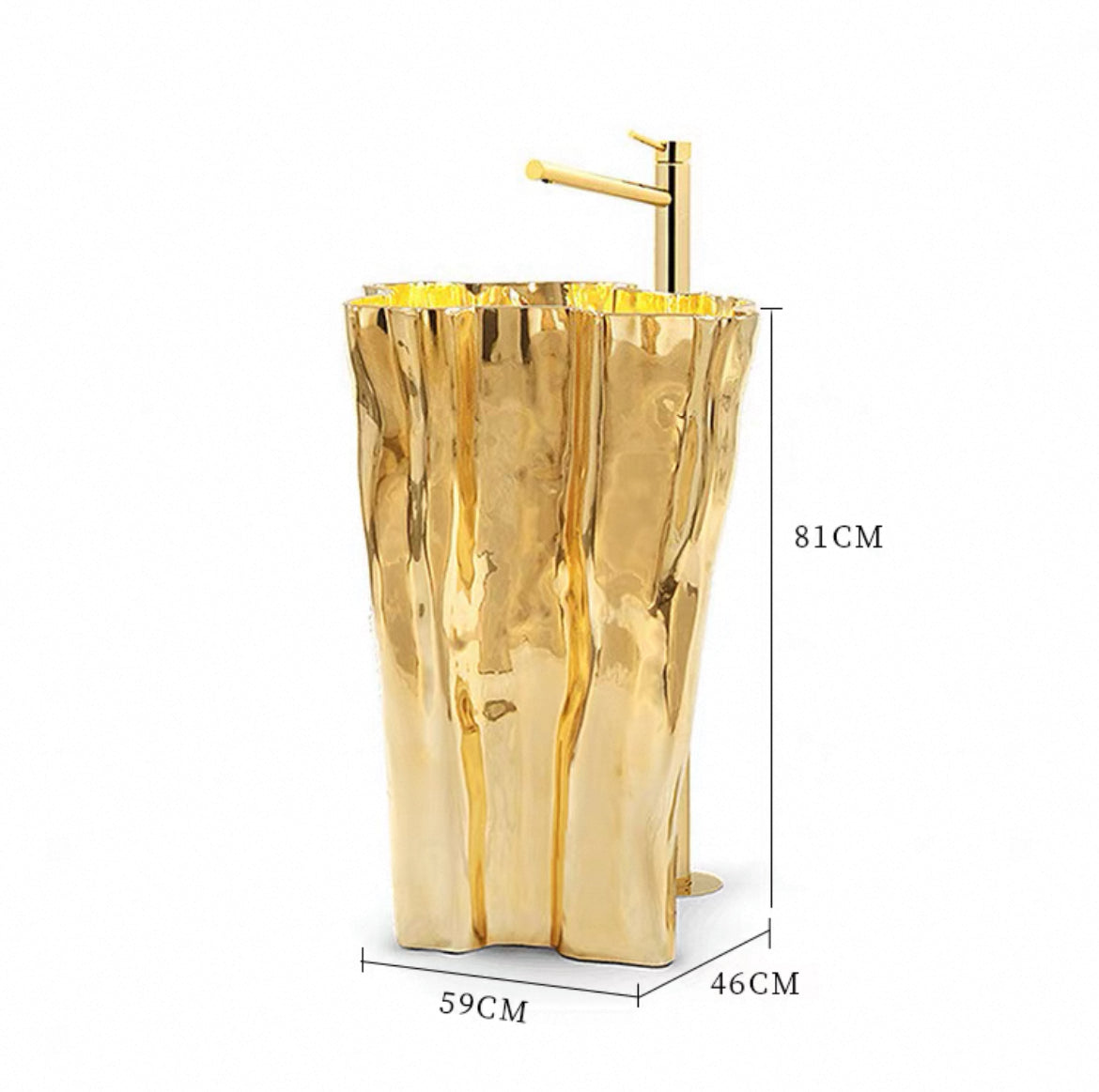Fantastic Design Golden Stainless Steel Washbasin Luxurious Bathroom
