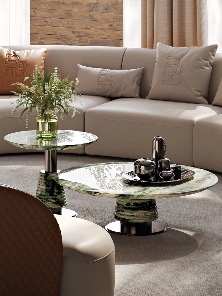 Natural Marble Coffee Table Stainless Steel Furniture Luxurious Home Decor