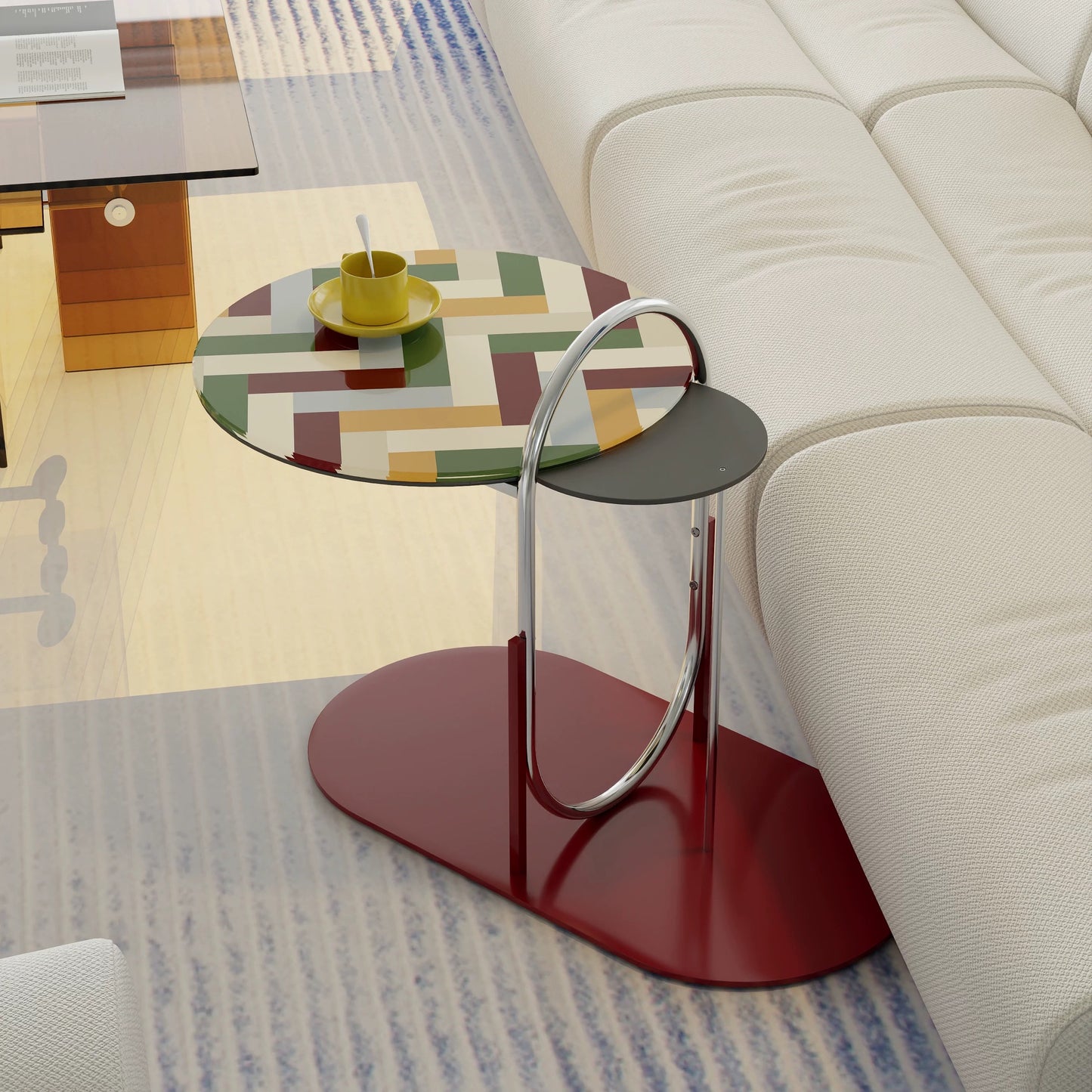 Stylish Accent Side Table Living Room Decoration Colorful Artistic Design