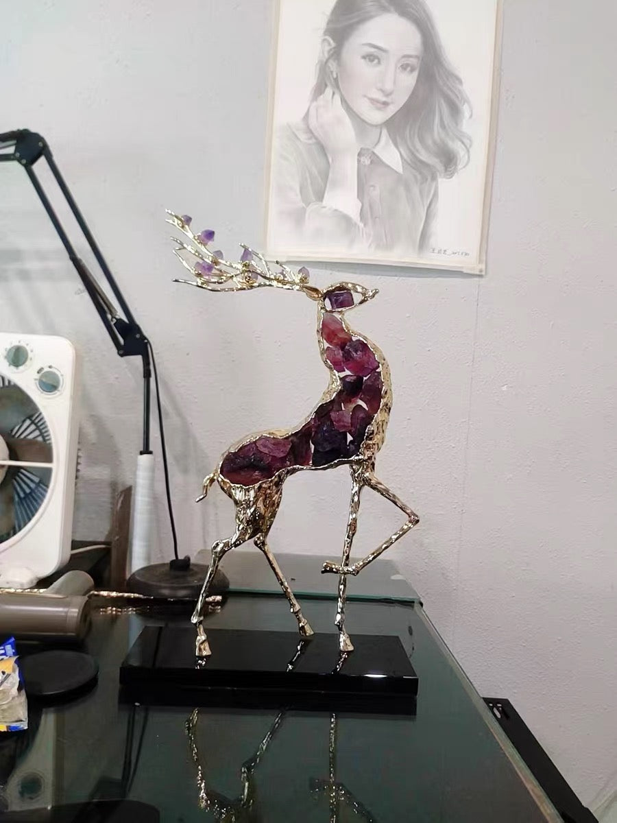 Elegant Decor Crystal Fortune Deer Decorations Luxurious Furnishings