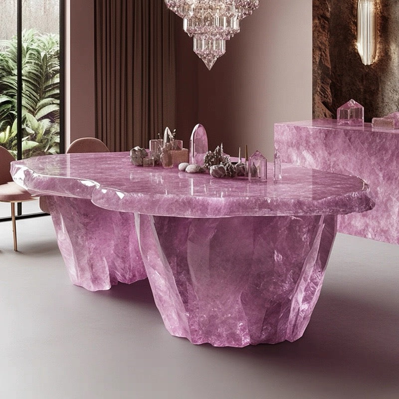 New Designs Luxurious Crystal Resin Dining Table Display Reception Desk