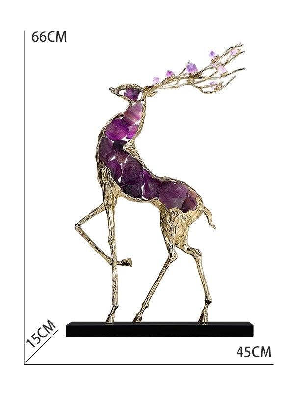 Elegant Decor Crystal Fortune Deer Decorations Luxurious Furnishings