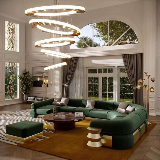 New Design Luxurious Sofa Fabric Sofa Stainless Steel Decor
