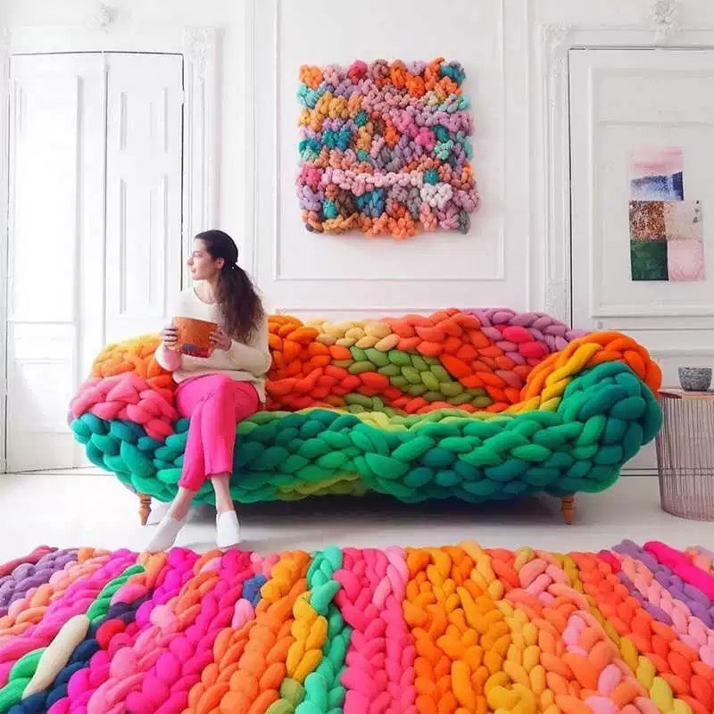New Arrivals Designer Rainbow Sofa Creative Woven Seat Living Room Furniture