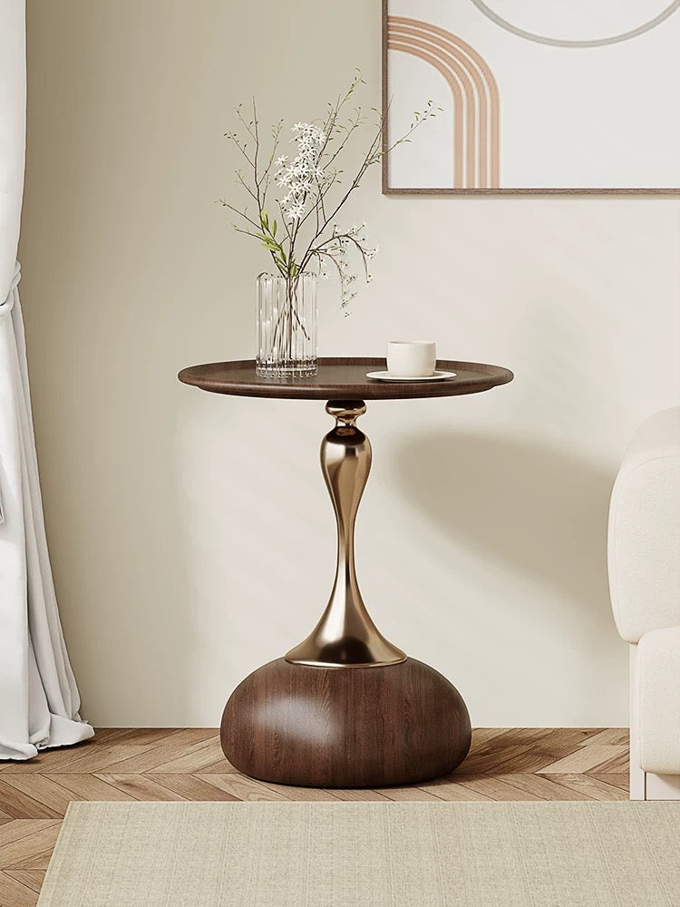 Italian Minimalist Walnut Side Table Elegant Nightstand Modern Home