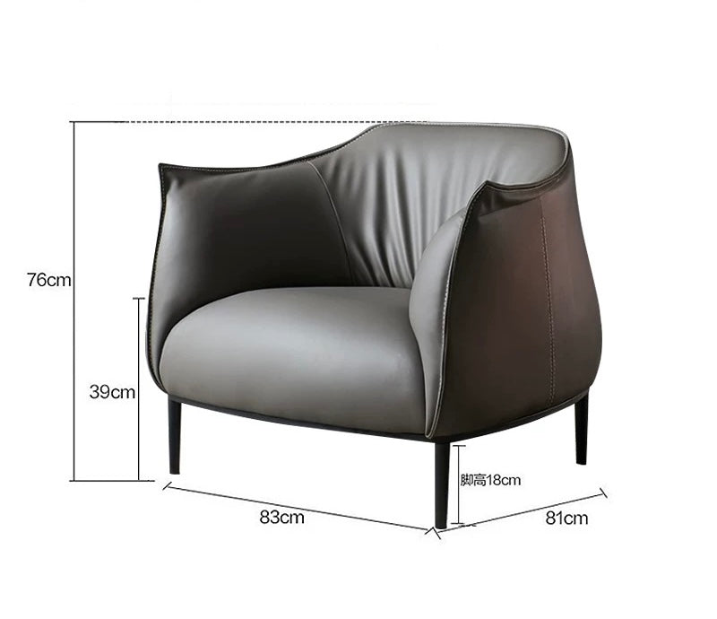 Genuine Leather Armchair Leisure Chair Stool ARCHIBALD