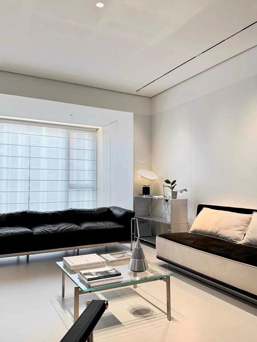 2025 New Arrivals Minimalist Genuine Leather Sofa Stainless Steel Furniture