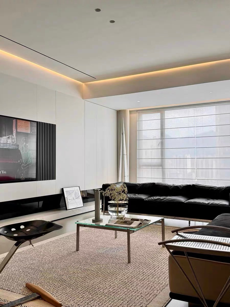 2025 New Arrivals Minimalist Genuine Leather Sofa Stainless Steel Furniture