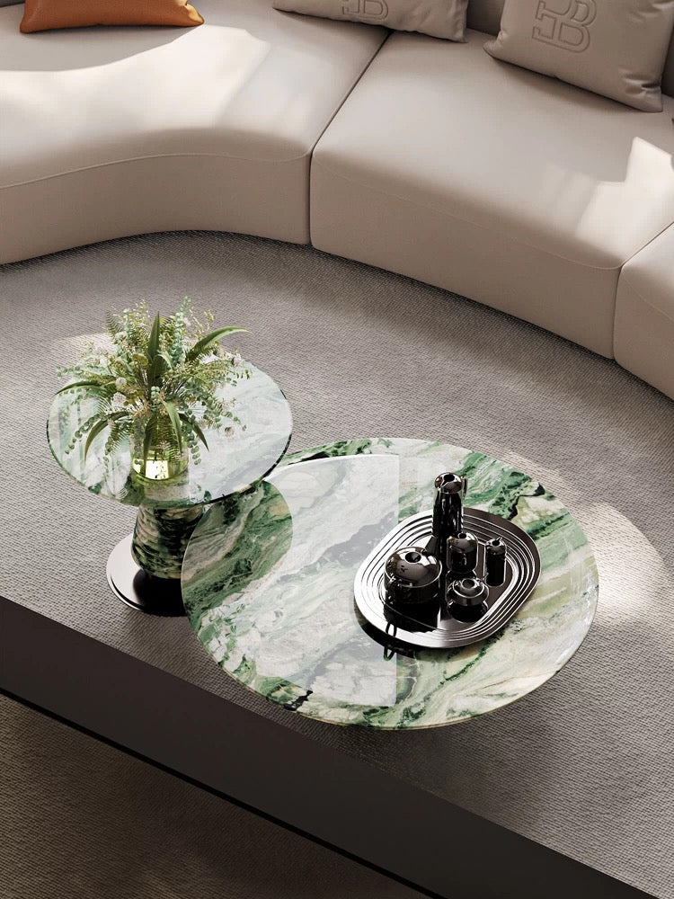 Natural Marble Coffee Table Stainless Steel Furniture Luxurious Home Decor