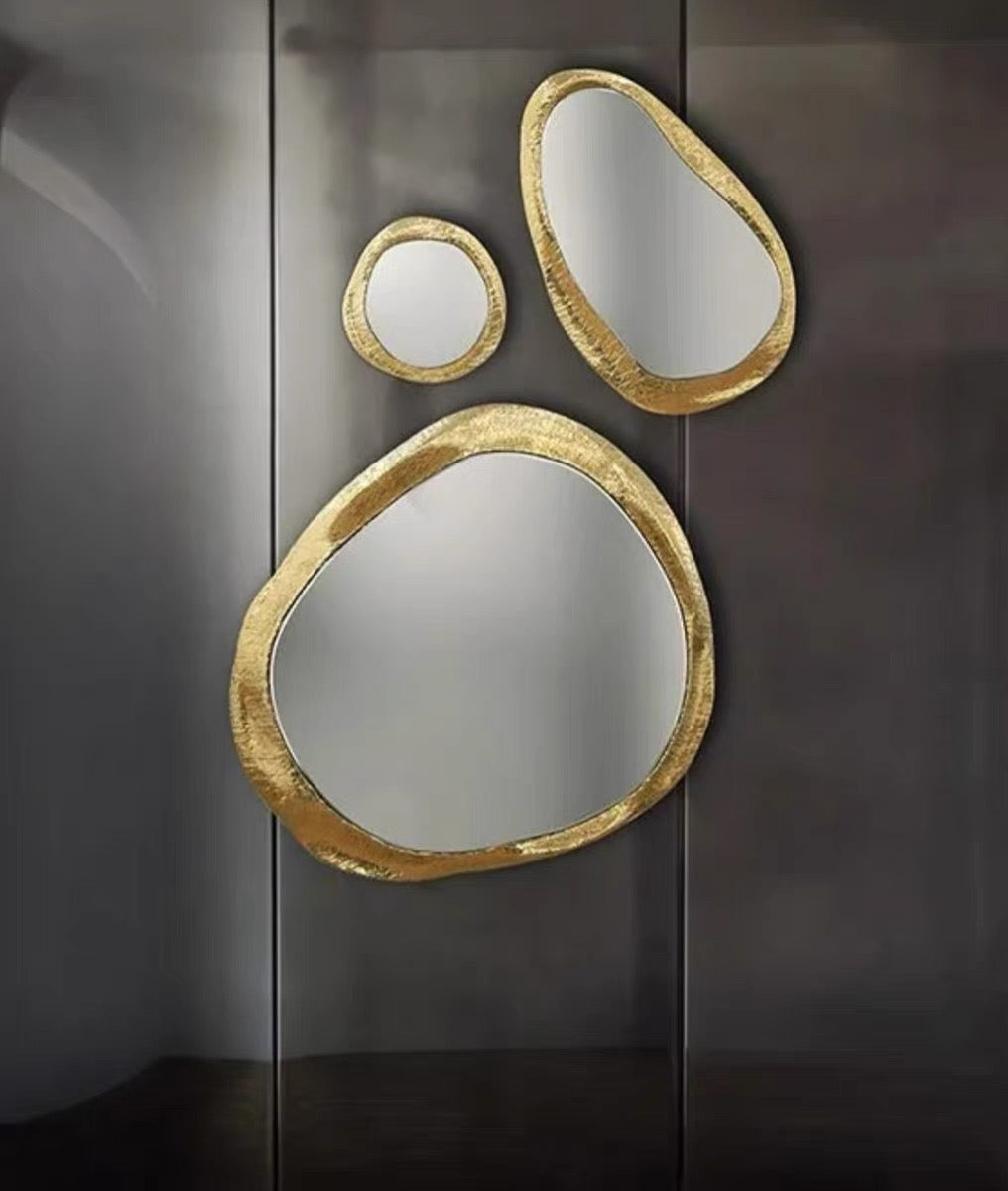 Irregular Luxurious Decorative Mirror Brass Artwork Creative Wall Decoration