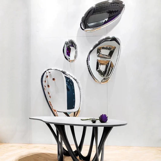 Water Drop Art Stainless Steel Wall Decoration Cobble-shaped Mirror