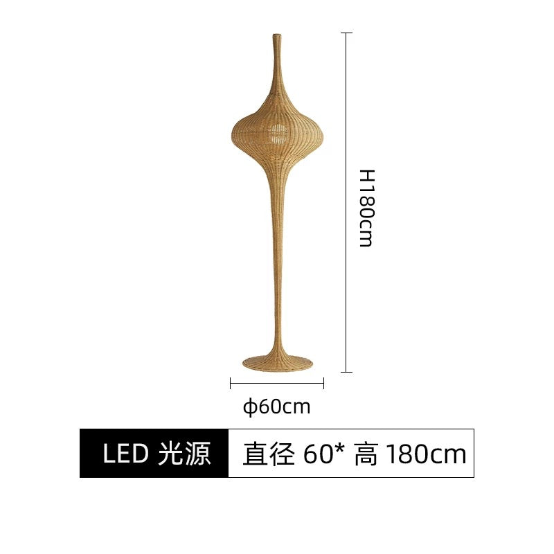 Japanese-style Floor Lamp Natural Rattan Craftsmanship Artistic Lighting Home Decor