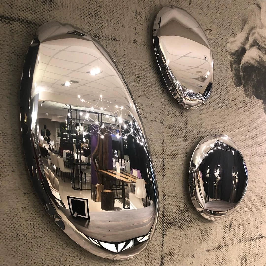 Water Drop Art Stainless Steel Wall Decoration Cobble-shaped Mirror