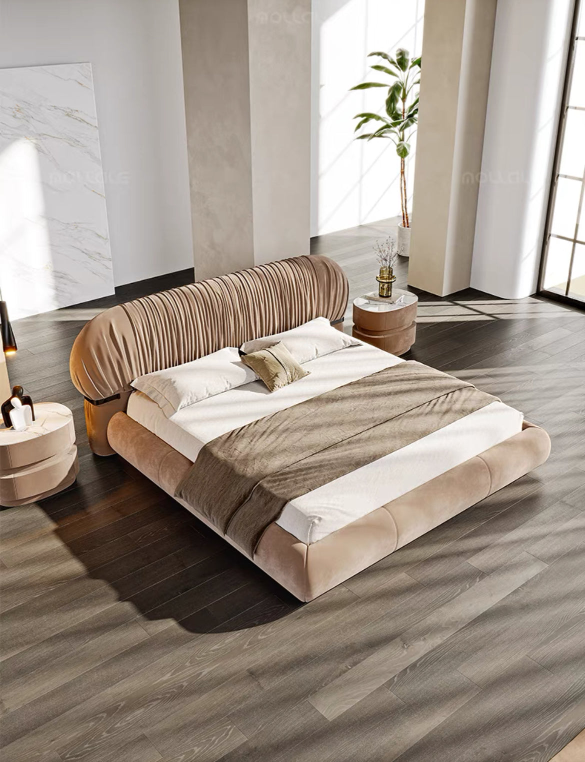 New Arrivals Nubuck Double Bed Modern Double Bed Wedding Bed
