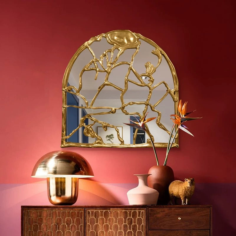 Irregular Mirror Artistic Brass Mirror Luxurious Mirror Home Decor