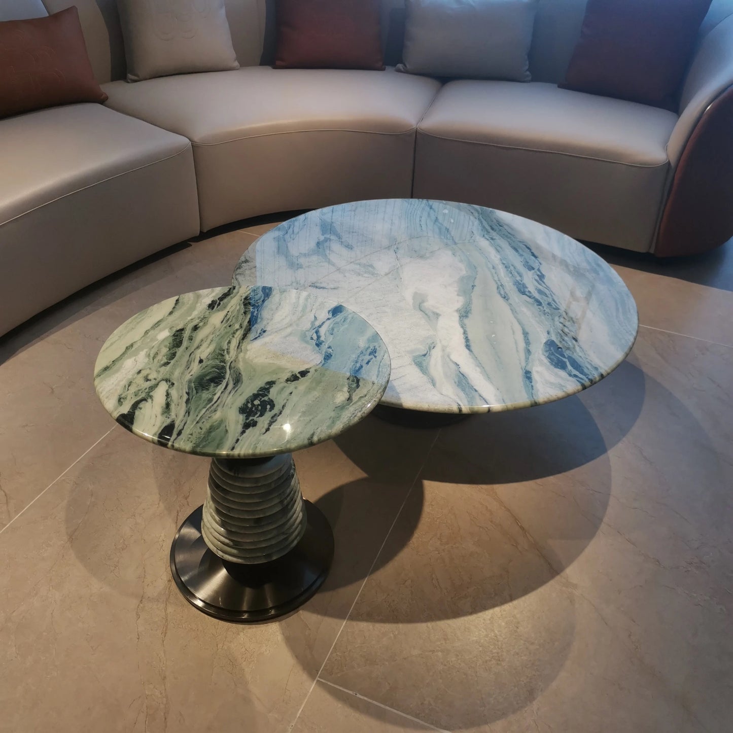 Natural Marble Coffee Table Stainless Steel Furniture Luxurious Home Decor