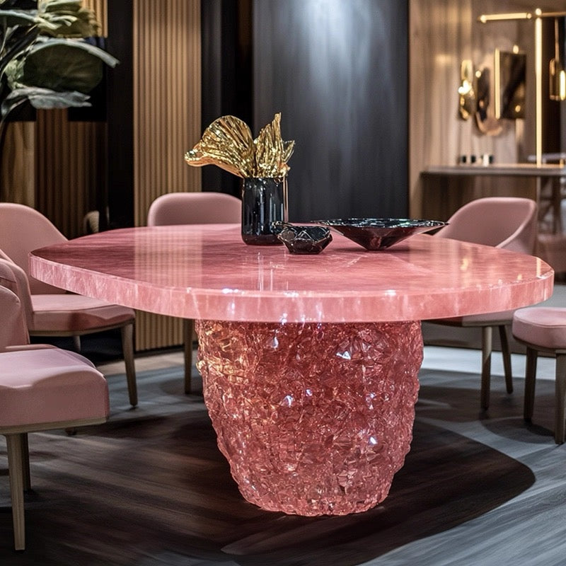 New Designs Luxurious Crystal Resin Dining Table Display Reception Desk