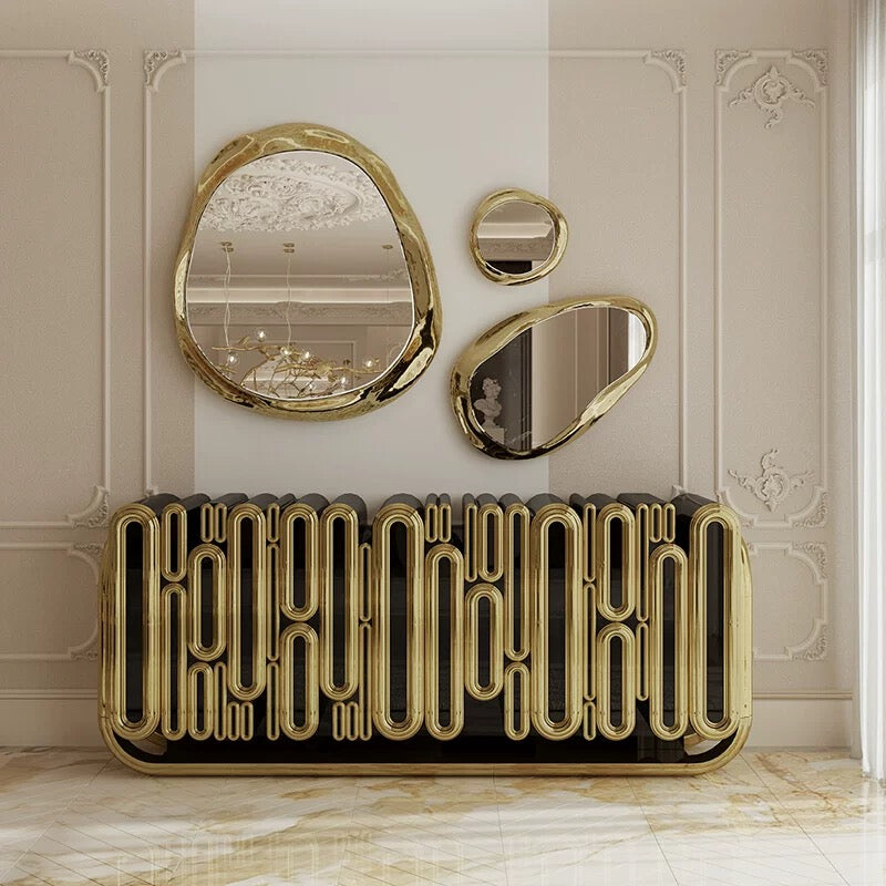 Irregular Luxurious Decorative Mirror Brass Artwork Creative Wall Decoration