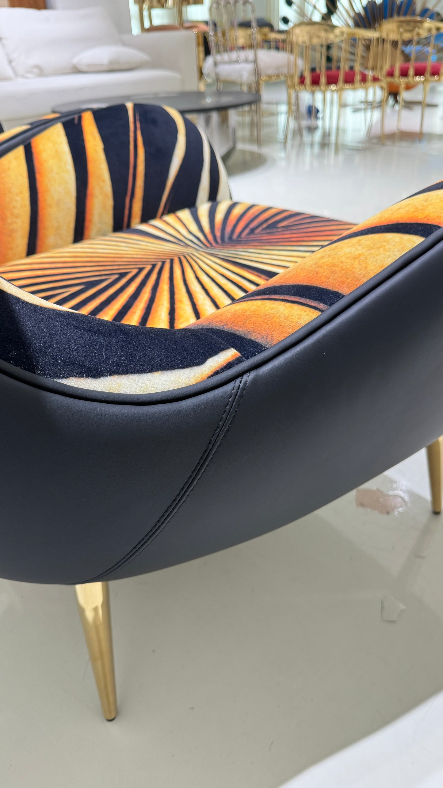 Luxurious Arm Chair Animal Skin Fabric Leather Single Sofa Seat Living Room Furniture