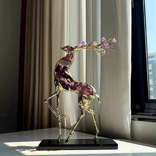 Elegant Decor Crystal Fortune Deer Decorations Luxurious Furnishings